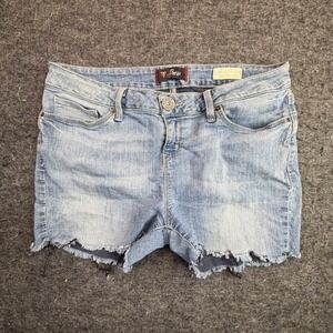 Guess Denim Shorts Womens 32 Blue Frayed Raw Hem Skinny Curvy Fit Summer Casual